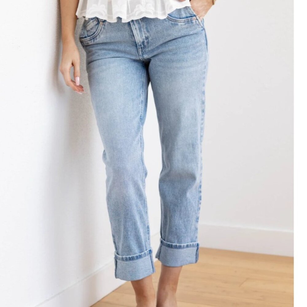 Democracy Jeans Womens 16 Blue Ab Solution High Rise Side Entry Pocket Boyfriend - Picture 6 of 14